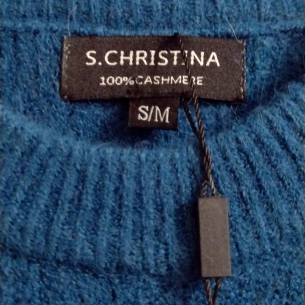 CASHMERE Teal Blue Cable Heavy Gauge Softest Warm Cashmere Wool NWT 🎁🛍️